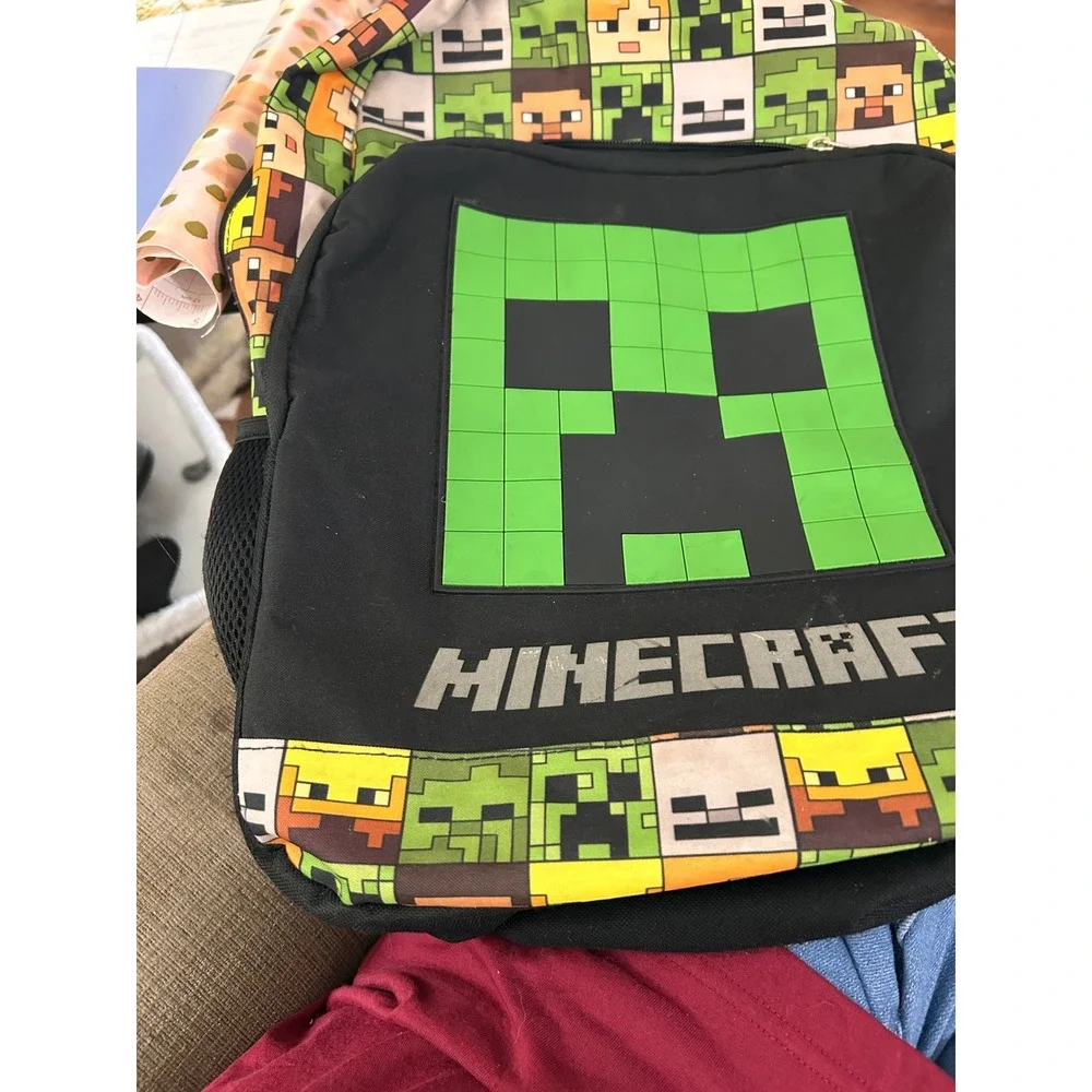 Minecraft Creeper Backpack Kids‎ Black Green Graphic School Bag
